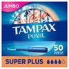 Tampax Pearl Tampons with Plastic Applicator, Super Plus Absorbency, Unscented, 50 Count - Pack of 6 (300 Count Total)