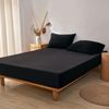 Microfibre Fitted Sheets Luxurious Easy Care Super Soft All Year Round Bed Sheets (Black, Single)