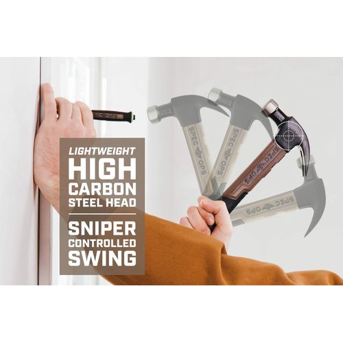 Spec Ops Tools Fiberglass Hammer, 20 oz, Smooth Face, Curved Claw, Shock-Absorbing Grip, 3% Donated to Veterans