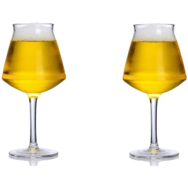 [morning place] Belgian Beer Glasses, Stylish Stem Glass, Interior Decoration, Set of 2