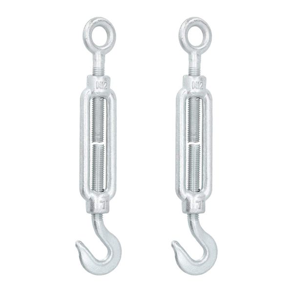 AB Tools Straining Screw/Turnbuckle Hook to Eye 2 PACK Galvanised Rigging M12 DK63