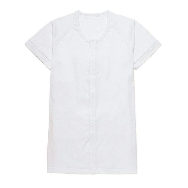 Easy Open Front Clothe Men's Short Sleeve White Medium