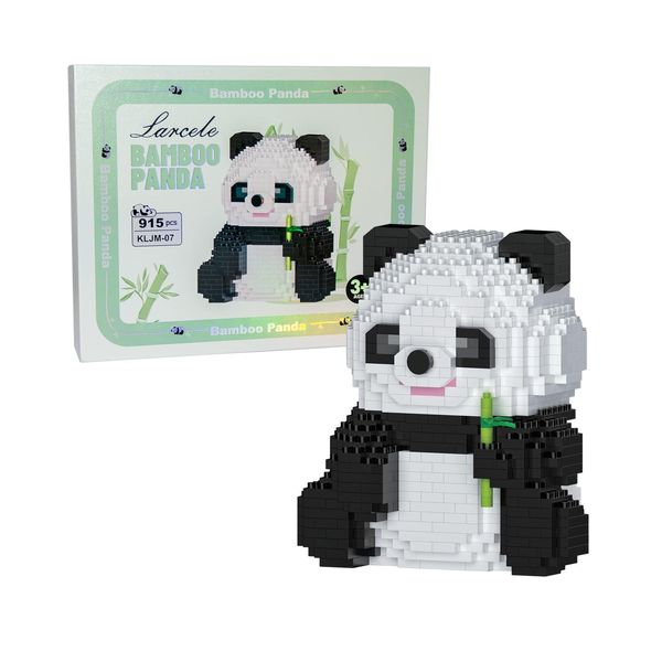 Larcele Animal Series Micro Building Blocks Animal Set, DIY Mini 3D Building Toy Bricks,915 Pieces KLJM-07 (Bamboo Panda)