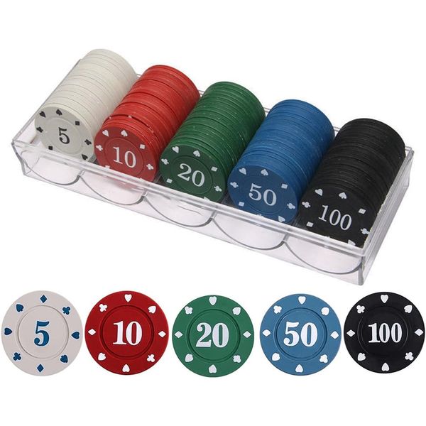 LHTHT Poker Chips Set,Poker Chips with Denominations,Plastic Learning Counters Disks and Learning Math Counting Chips,Counter chip Holder,Game Night Party Supplies.