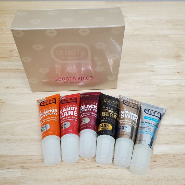 Skinfix Lip Balm Set of 6 Smoochable Lip Repair Balm Set, Sugar & Spice Set NEW
