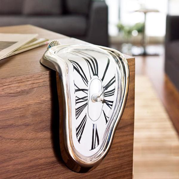 SUQ Melting Clock, Watch Melted Clock, Surrealistic Table Shelf Desk Fashion Clock, Decorative Dali Melting Clock, Silent Creative Clock, Roman numeral clock, Idea Gift, for Home Office Desks