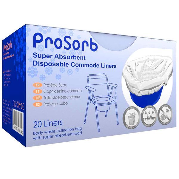 Pack of 20 Prosorb Super Absorbent Disposable Commode/Bed Pan Liners