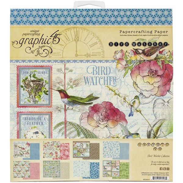 Graphic 45 Bird Watcher Paper 8X8 PAD