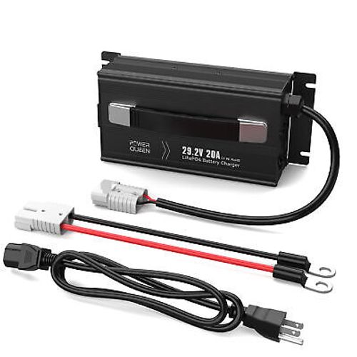 Power Queen 29.2V 20A Smart LiFePO4 Lithium Battery Charger AC-DC For 24V(25.6V)