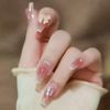 24PCS Cute Elegant Ribbon Nails Flash Gold Foil Nail Tips For Taking Photos, Weddings, Coming-of-Age Ceremonies, Parties, After-Parties, Etc. False Nails