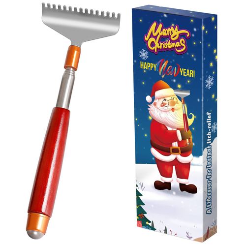 Azymi Large Back Scratcher, Telescopic Back Scratcher for Men and Women, Wooden Handle/Rollball/Wider Claw, Heavy Duty Handhead Body Scratcher, Massager