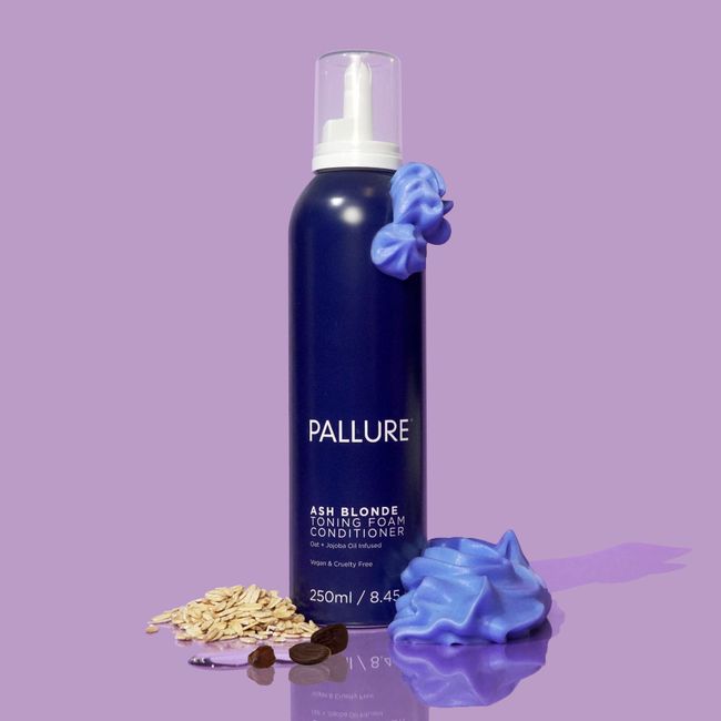 Pallure Ash Blonde Hair Toning Foam Conditioner, Reduces Brassiness And Yellow Tones – For Blonde, Silver, Ash Hair, Vegan and Cruelty Free, 250 ml