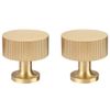 RZDEAL 2pcs Solid Brass Cabinet Knobs Pulls - Gold Modern Handles (1"x1"/25mmx25mm), Brushed Brass Finish