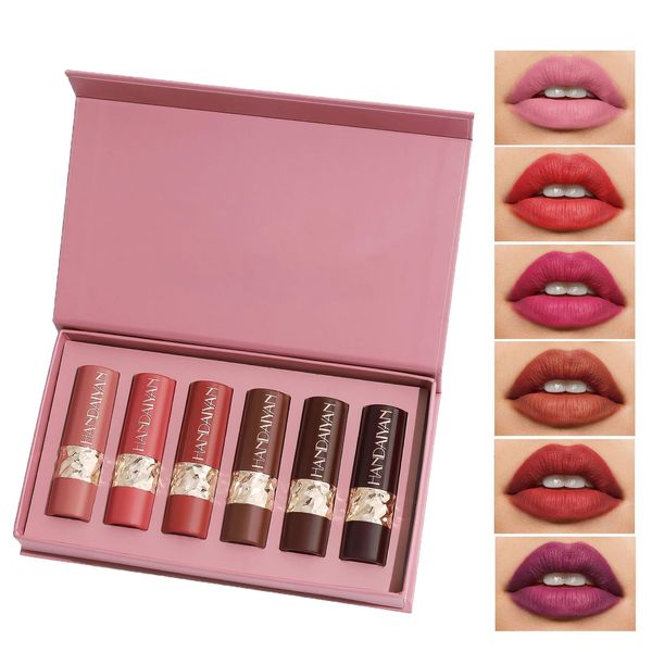 Matte Lipstick Set - 6 Colours Long Lasting Waterproof Velvet Lipstick Kit Velvet Smooth Lipstick Gift Set with Gift Box