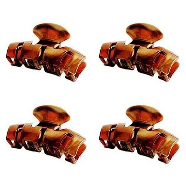 Set of 4 Pretty Brown or Tort Brown Hair Claw Clamp Clip Unique Bull Dog Design