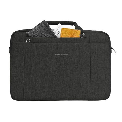 KROSER Laptop Bag 15.6 Inch Briefcase Shoulder Bag Water Repellent Laptop Bag Satchel Tablet Bussiness Carrying Handbag Laptop Sleeve for Women and Men-Charcoal Black