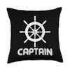 Funny Boat Captain Cool Ship's Wheel Boating Sailing Throw Pillow