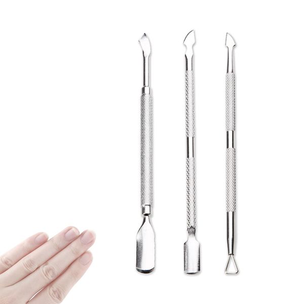 Ikadiya Kit Professionale Cuticle Pusher 3 Pezzi, spingi cuticole, Strumento Di Rimozione Dello Smalto A In Acciaio Inox, Raschietto Per Unghie In Gel Smalto Per Manicure E Pedicure