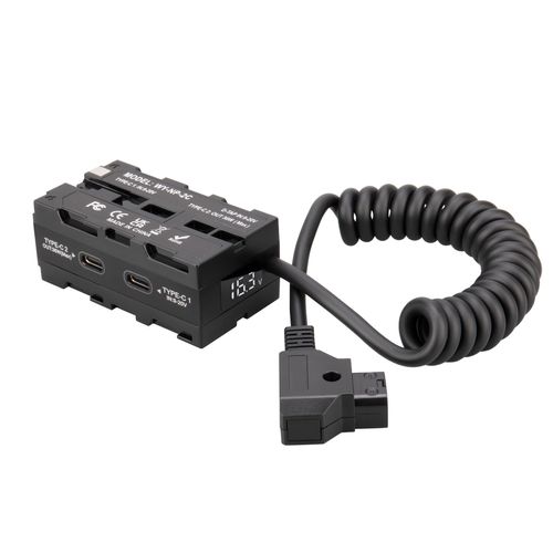 KOCACKOO D-tap to NP-F550/970/770 Double-Sided Dummy Battery with Voltage Display and Type-C Input/Output Port for Atomos Ninja/Shinobi Monitors, Wireless Video Transmission, LED Lights, etc
