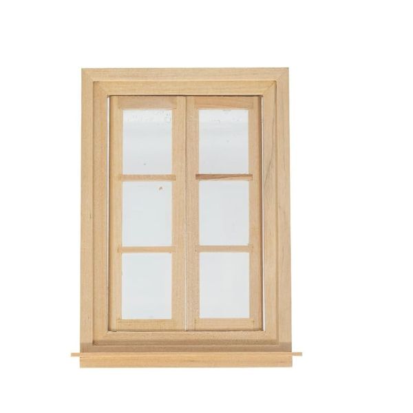 Dollhouse Windows, Wooden Miniature Dollhouse Furniture Window Frame for Dolls Houses Decoration-1: 12 Scale