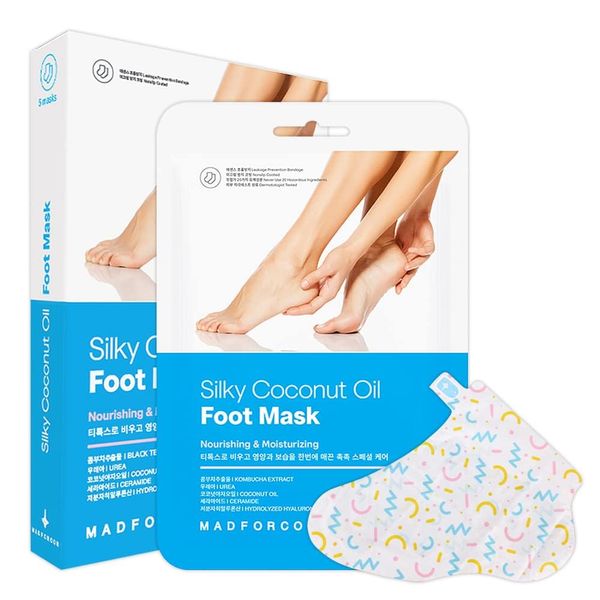 MADFORCOS Silky Coconut Oil Foot Mask, 16 ml, 5 Pieces, Foot Mask, Foot Mask Pack, Footpack, Foot Pack, Moisturizer, Foot Care