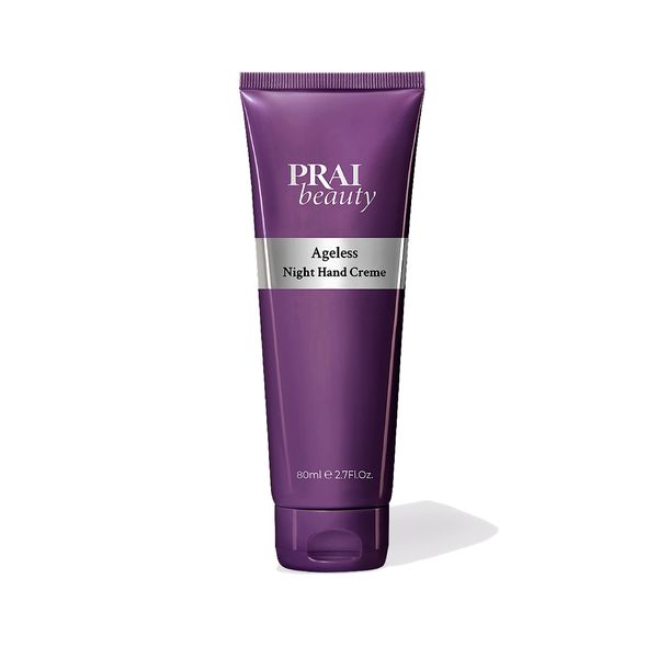 PRAI Beauty Ageless Night Hand Creme - Anti-Aging Skin Repair for Dry Hands, Hydrating Moisturiser Skin Care - Promotes Soft, Smoother Hands - Vegan & Gluten-Free - 80ml