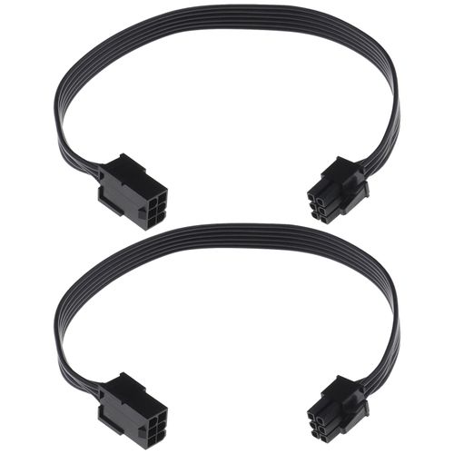 Micro Traders 2PCS 6 Pin PCIe Power Extension Cable, 6 Pin Male to Female Adapter, 18 AWG, 12V, 30cm, Black, Pack of 2, Locking Connector, PCIe Graphics Card Specific
