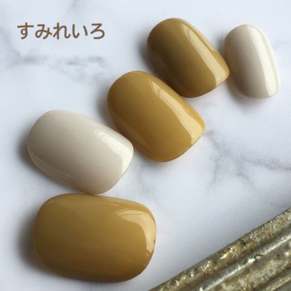 Nail tip false nails cute design simple short long simple coming-of-age ceremony nail present mother short nails small nails big nails berry short chibi nails wedding wedding false nails gel nails ●Ivory Morky Mustard Yellow