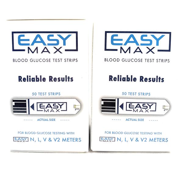 100 EASYMax Blood Glucose Test Strips(2 Boxes of 50)