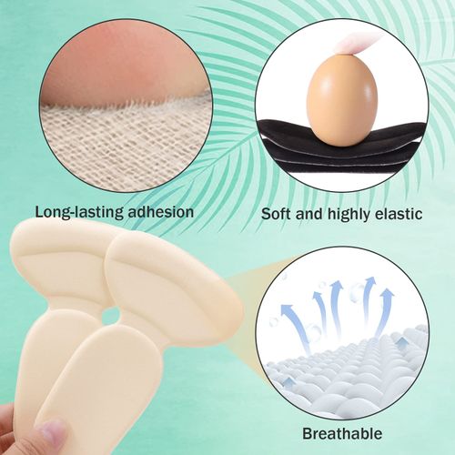 Heel Cushion Pads，Heel Grips for Ladies Shoes，Soft and Sticky Heel Grips，Cushion for Shoes Too Big，Prevent Shoe Friction，Also with Blister Prevention Patch-Unisex.