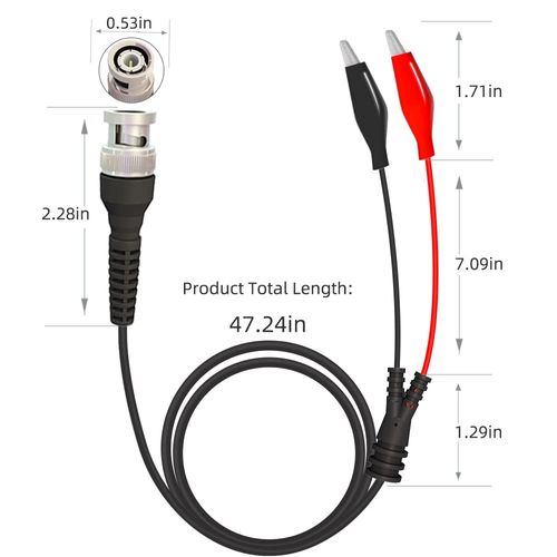 Cleqee 110cm BNC Male Plug Test Lead Test Cable Oscilloscope Test Cable BNC Test Lead BNC Male to Dual Pure Copper Alligator Alligator Clip for Electronic Testing Probe Wire