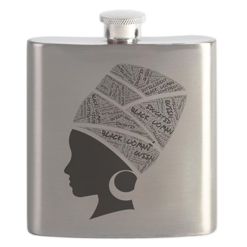 CafePress Artistic Black Woman Stylish 7 oz Stainless Steel Drinking Flask