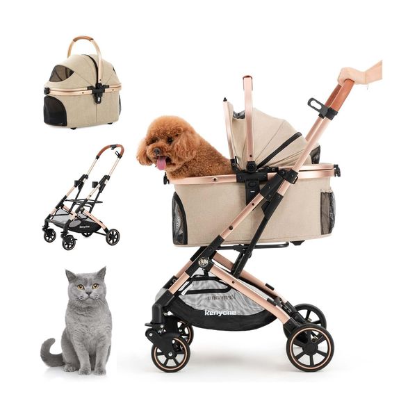 Kenyone 3-in-1 Pet Stroller for Small Medium Dogs Puppy Cat Stroller with Det...