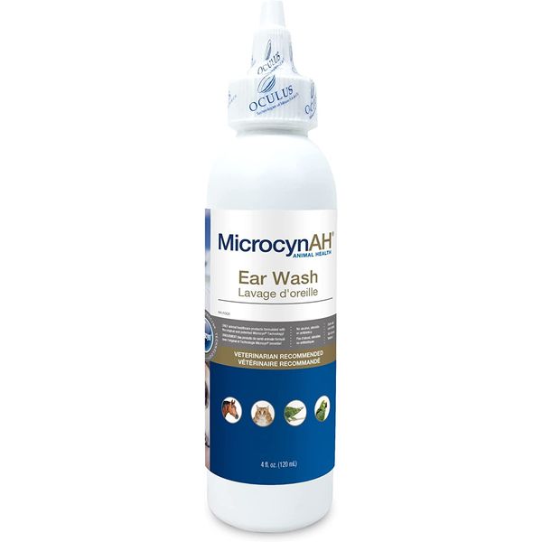 MicrocynAH Ear Wash for Dogs Cats and Pets - Ear Cleaning Solution - Daily Maintenance for Cleansing, Smells and Itch