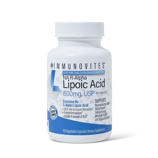 IMMUNOVITES Stabilized R-Alpha Lipoic Acid True 600mg per Serving High Potenc...