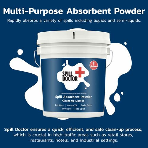 Spill Doctor Absorbent Powder for Liquid Spills, Pet Accidents, Grease, Oil and Biohazards - A Quick Cleaning Solution for Home, Industrial, and Commercial Use