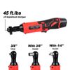 Cordless Ratchet 3/8" Right Angle Wrench Impact Power Tool w/2 Battery 7 Socket