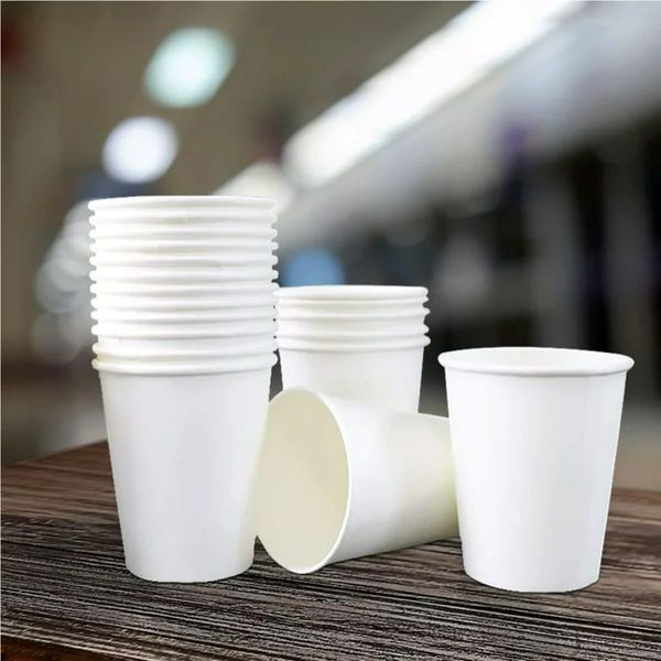 HOT BARGAINS, 100 x 12oz Single Wall White Paper Cups for Hot Drinks Premium Disposable Coffee/Tea Paper Cups (White, 12OZ)