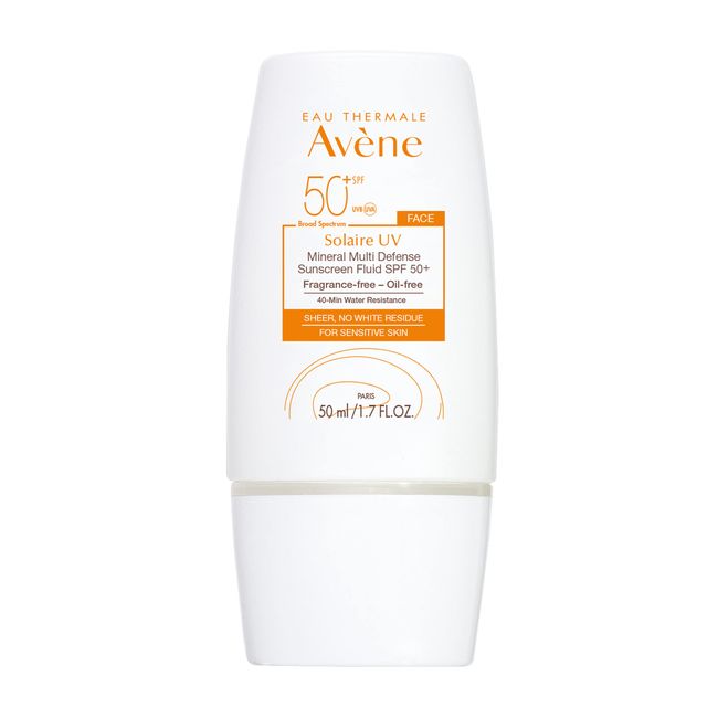 Eau Thermale Avene Solaire UV Mineral Multi-Defense Sunscreen Fluid SPF 50+ - Non-Whitening - Antioxidant & Blue Light Protection - 1.7 fl. oz.