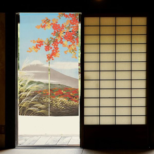 Noren Workshop Noren Japanese Style Autumn Tapestry Room Divider Blindfold Half Noren Traditional Japanese Pattern Width 33.5 x Length 59.1 inches (85 x 150 cm) Four Seasons Fuji Autumn 9244