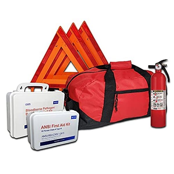 Safety and Trauma Supplies All-in-One NEMT Kit DOT OSHA Compliant with Kidde 2.4lb UL Rating: 1A10BC Fire Extinguisher, Model FA110G