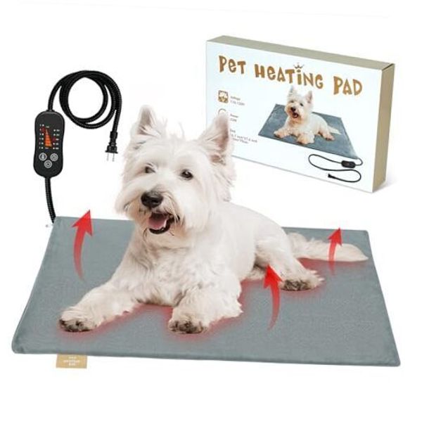 Pet Heating Pad, Heated Cat Dog Bed with Chew Resistant Cord, 27.6'' × 15.7''