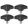 sourcing map 4pcs Tee Wing Knobs Thumb Screws M6 x 10mm Standard Male Thread Plastic T Knobs Handles Hand Clamping Thumbscrew, Black