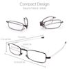 Reading Glasses 2 Pair Reader Compact Folding Magnify Glasses Black and Gunmetal (+2)