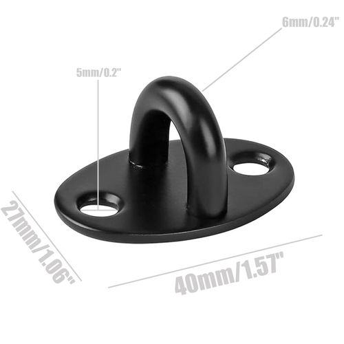 EGGMARCH 8 Pack Mini Ceiling Hooks Small Pad Eye Plate with Carabiner Clips and Screws, Anchor Plates U Hooks Door Eye Latch Cabinet Knobs Door Drawer Knobs Replacement for Hanging Plant Basket