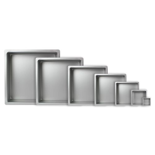PME SQR084 Anodised Aluminium Square Cake Pan 8 x8 x 4-Inch Deep, Silver