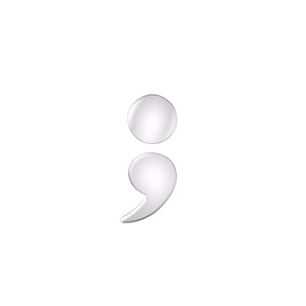 VIKI LYNN Women Girls 925 Sterling Silver Semicolon Stud Earrings