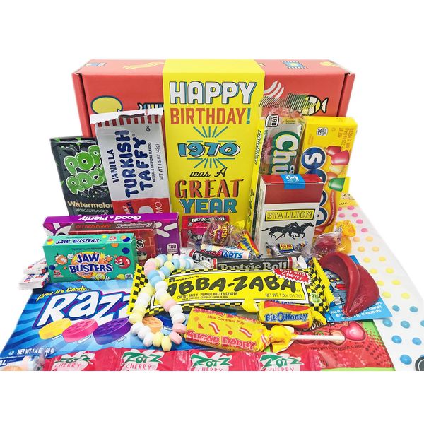 RETRO CANDY YUM ~ 1970 53nd Birthday Gifts for 53 Year Old Women and Men Nostalgic 1970s Candy Gift Mix from Childhood Born 1970 Jr