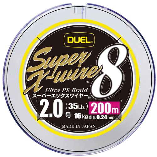 DUEL H3611N-5CR PE Line Fishing Line Super X-Wire 8 [Line Fishing Line Fishing Tackle High Strength High Sensitivity] No. 2.0 (200m) 5 Color/Yellow Marking