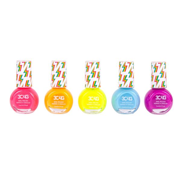 3C4G Neon Nail Polish Set - Quick Dry Nail Polish for Girls - includes 5 Neon Colors - Non-Toxic Nail Polish Kit for Kids Ages 8+ by Make It Real